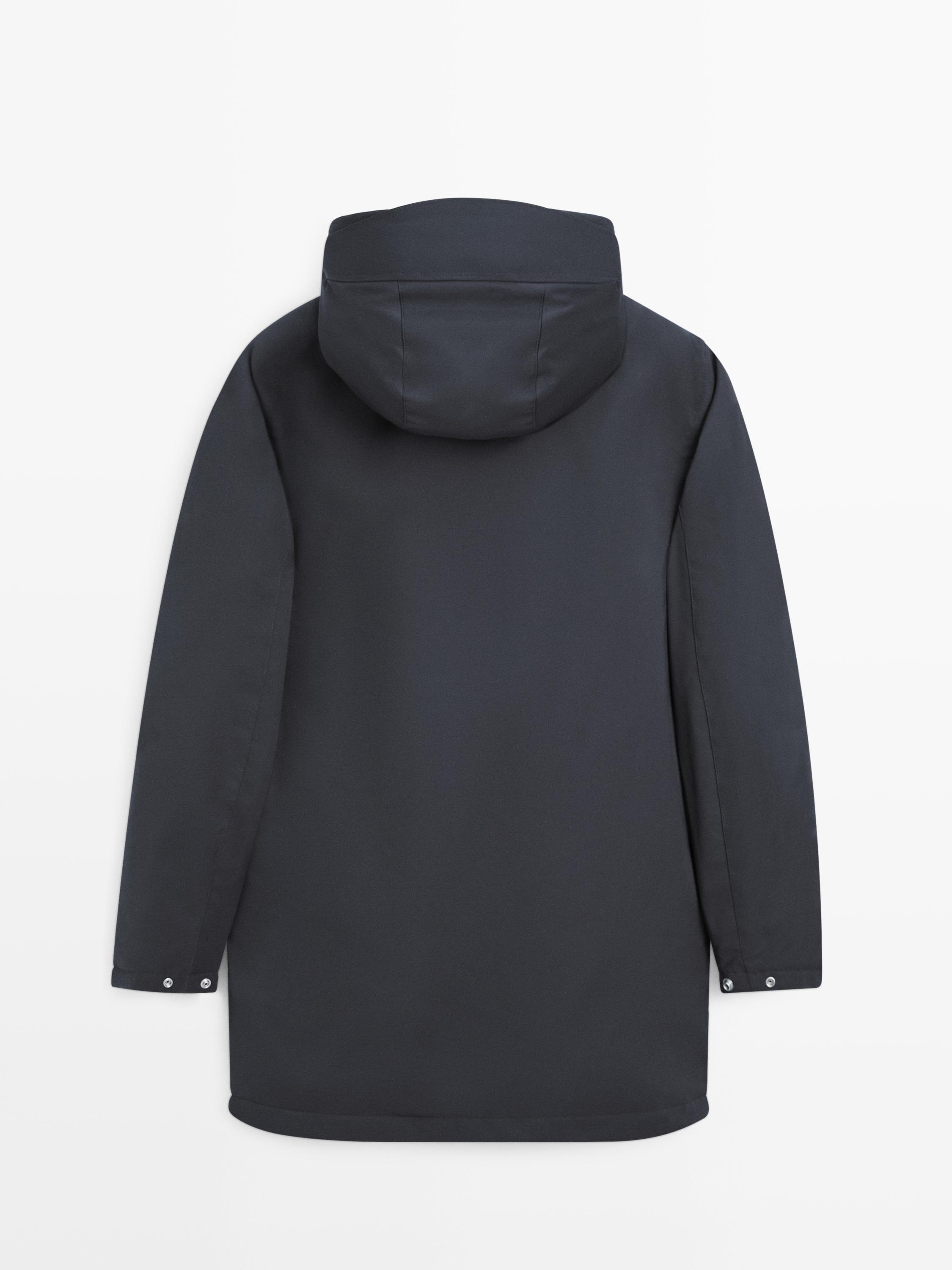 Water-repellent down blend hooded parka